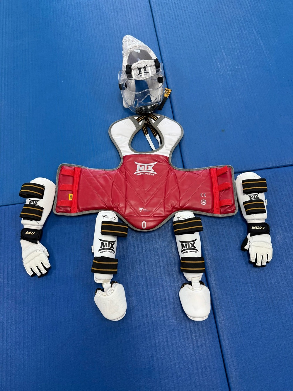 MTX TAEKWONDO Kids Red Chest Guard, Shin Guards, Arm Guards, for Martial Arts